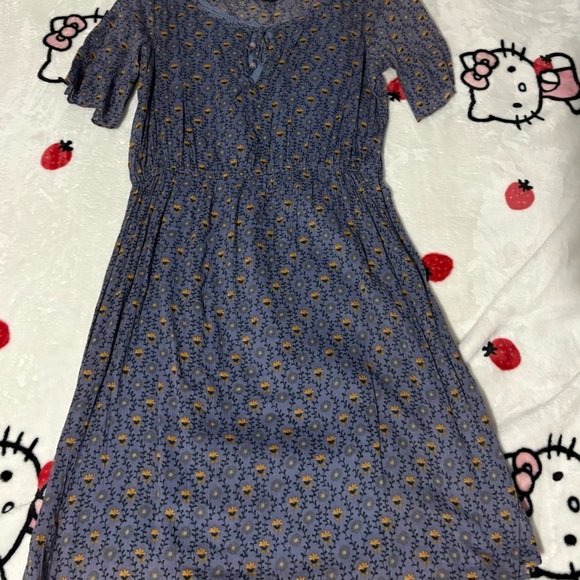 I Love Ronson Floral Dress with Tie Neck Bow and Ruffle Sleeves - Picture 1 of 5